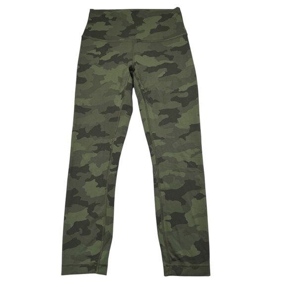 Lululemon Wunder Train High Rise Crop 23" Inseam Heritage Camo Green Size 6 - Picture 1 of 6